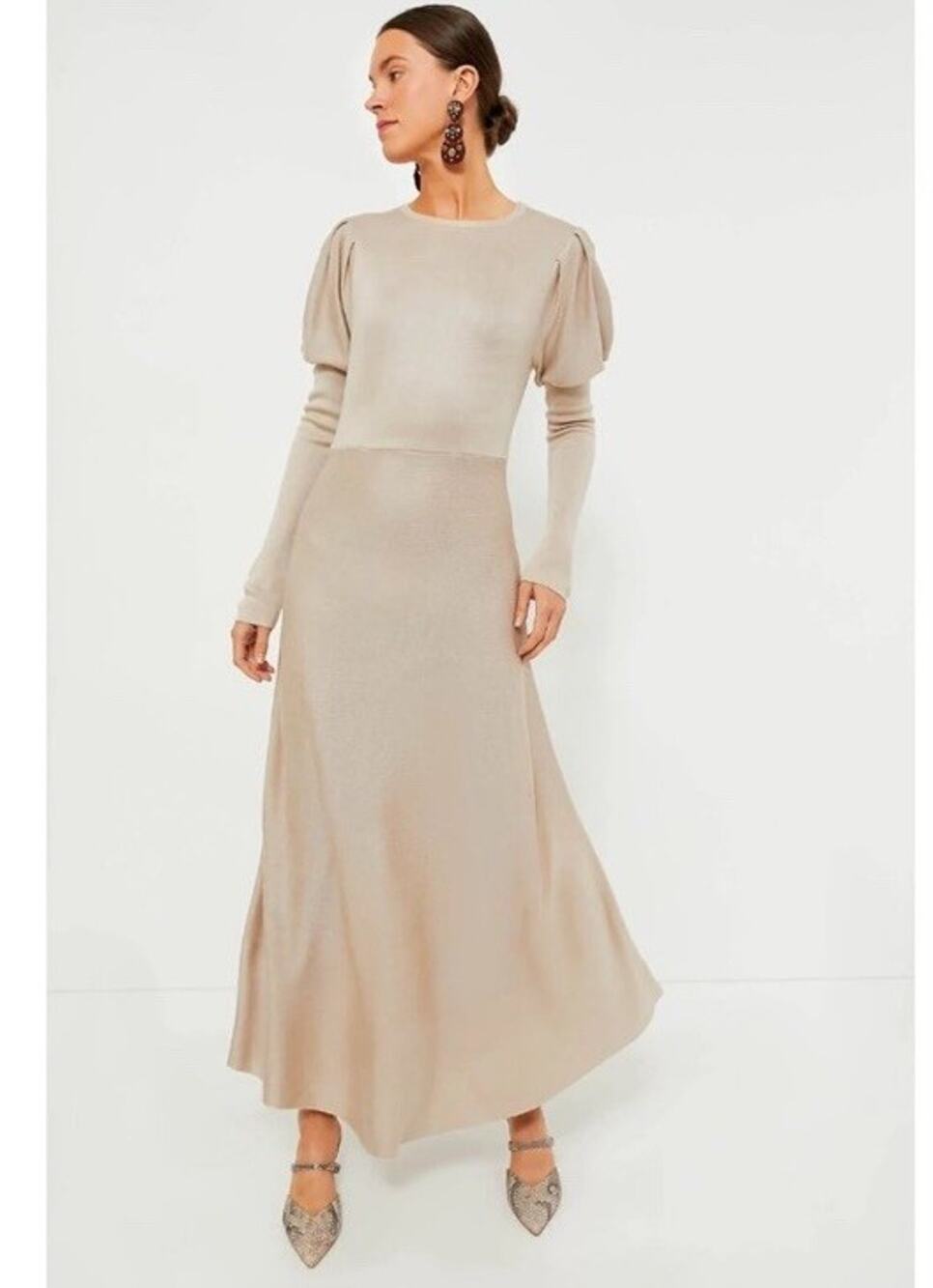 Tuckernuck Pomander Place Maxi Dress Women’s Large Knit Brielle Beige Tan NEW